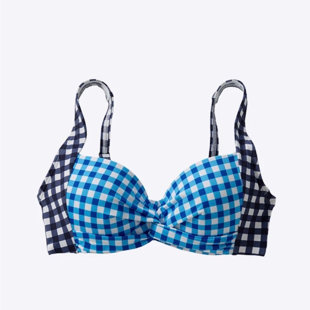 Lands' End Draper James Blue Gingham Bikini Top